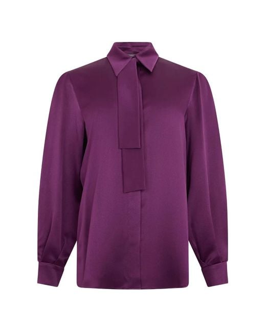 Alberta Ferretti Purple Tie-Neck Silk Shirt