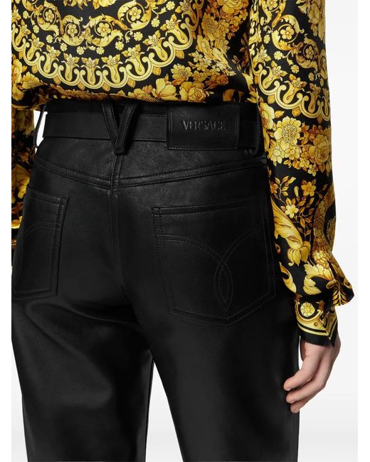 Versace Black Leather Trousers