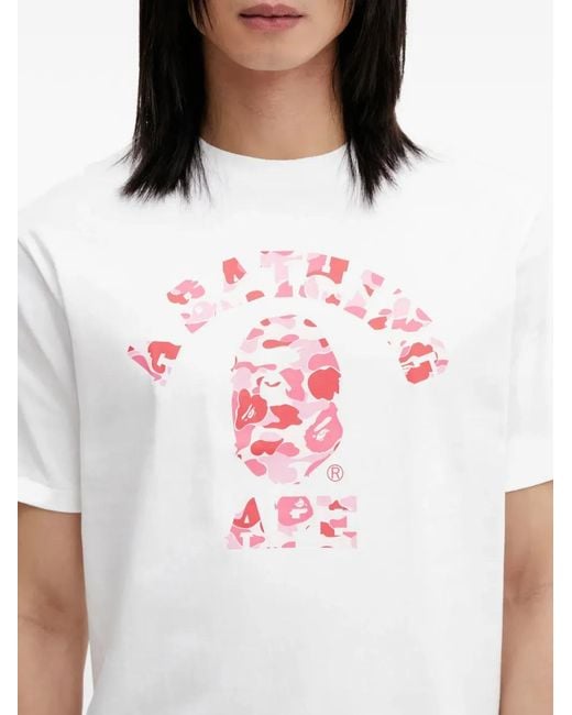 A Bathing Ape White Logo-Print T-Shirt for men