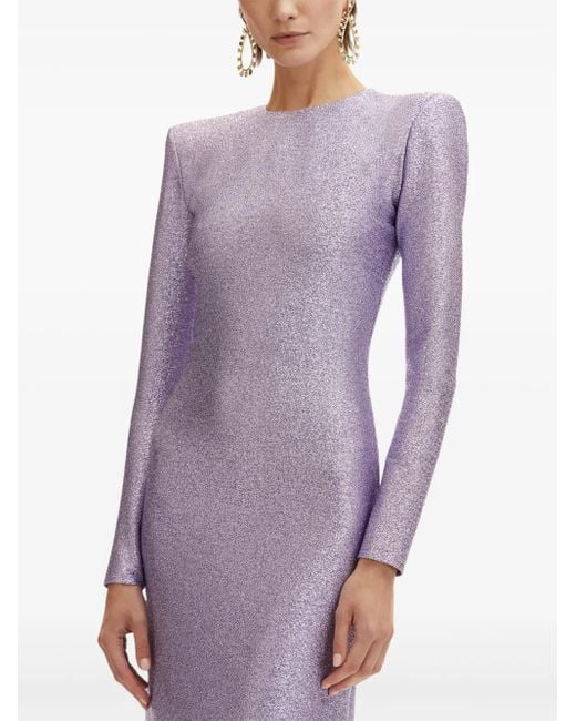 Oscar de la Renta ラメ マキシドレス Purple