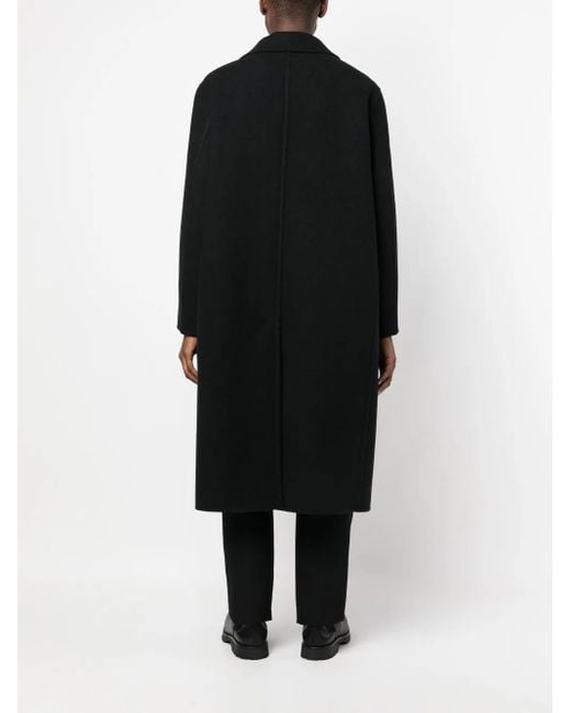 Jil Sander Black Double-Breasted Long Coat for men