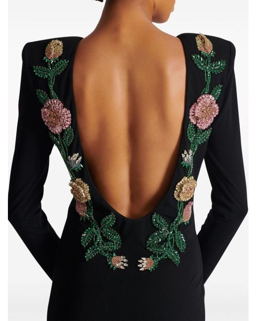 Balmain Black Sequinned Backless Gown