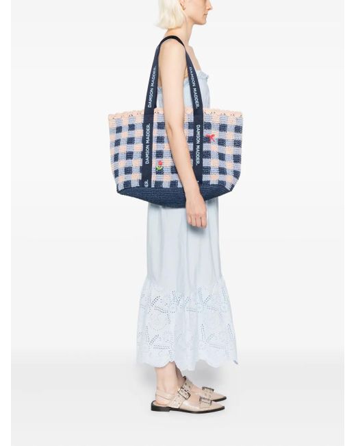 Damson Madder Blue Raffia Tote Bag