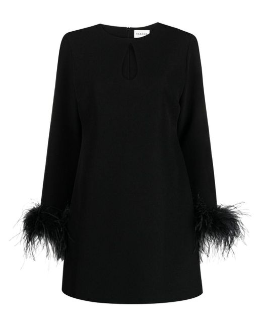 P.A.R.O.S.H. Mini-jurk Met Veren Afwerking in het Zwart | Lyst NL
