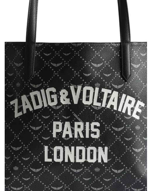 Zadig & Voltaire Black Xl Resort London Logo-Print Tote Bag