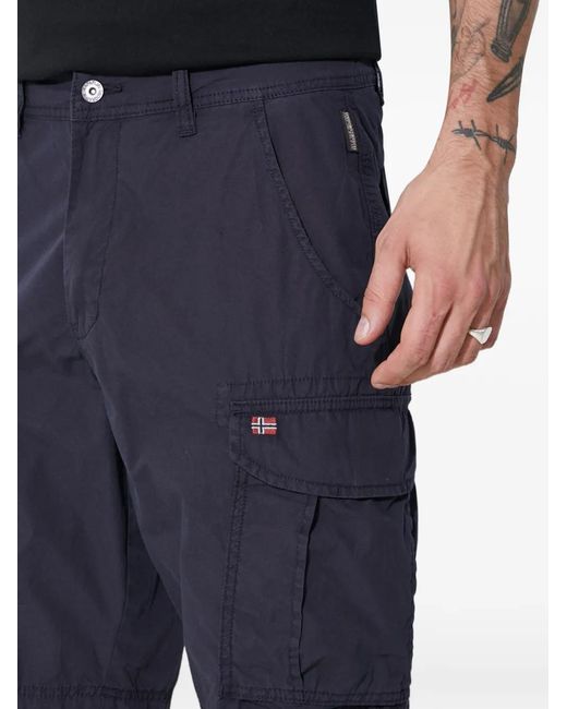 Napapijri Blue Noto Logo-Patch Cargo Shorts for men