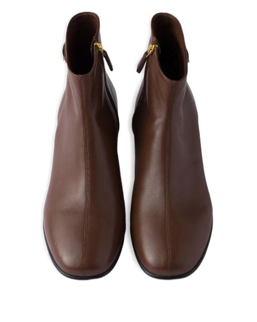 Prada Brown 35Mm Logo Zip Boots