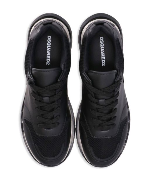 DSquared² Black Running Leather Sneakers for men