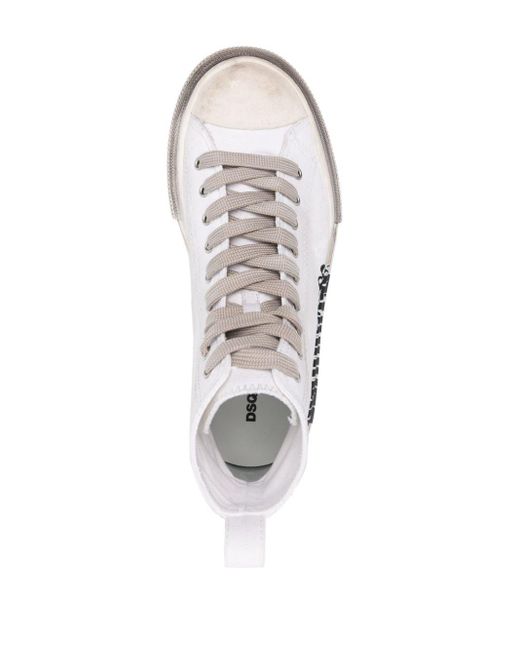 DSquared² White Berlin Distressed Sneakers for men