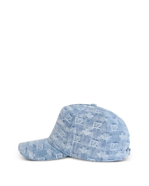 DSquared² Blue Monogram Print Baseball Cap for men