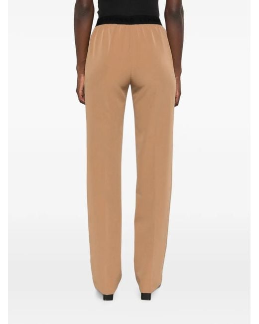 ERMANNO FIRENZE Natural Logo-Waistband Straight-Leg Trousers