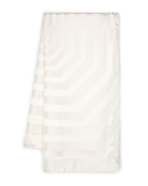 Lanvin White Striped Silk Scarf