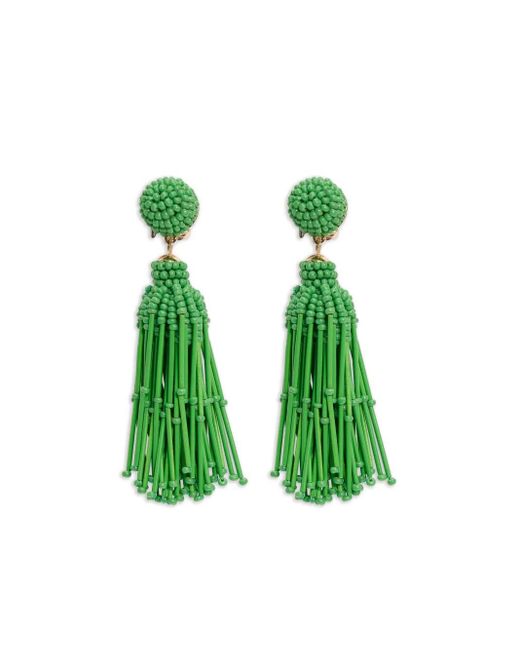 Carolina Herrera Green Tassel Earrings