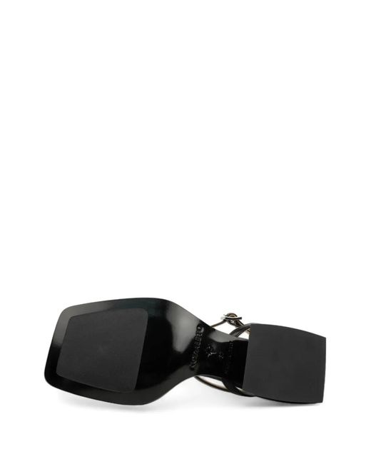 NODALETO White Bulla Buckle-Detail Block-Heel Sandals