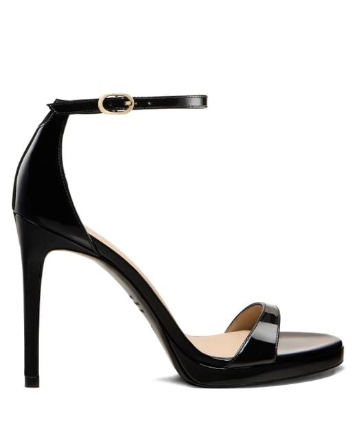 Stuart Weitzman Black Platform Ankle-Strap Sandals