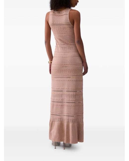 Liu Jo Natural Robe Longue En Maille Ajourée