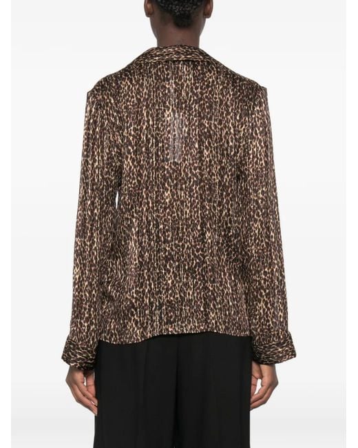 Saint Laurent Brown Leopard-Print Shirt