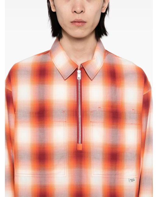 Maison Kitsuné Orange Chemise À Carreaux for men