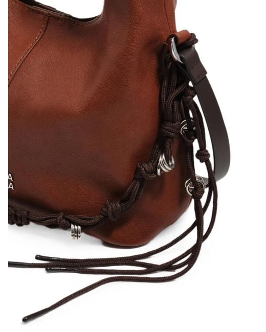 Bimba Y Lola Brown Small Dark-Tan-Leather Paper Bag
