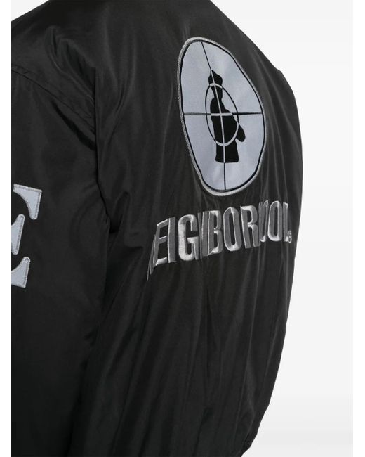 Neighborhood Black X Public Enemy X Majestic Logo-Embroidered Bomber Jacket for men