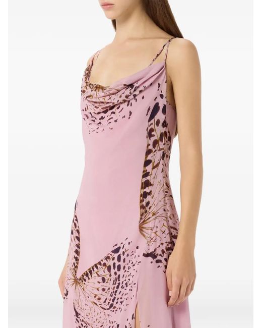 Blumarine Pink Butterfly-Print Maxi Dress