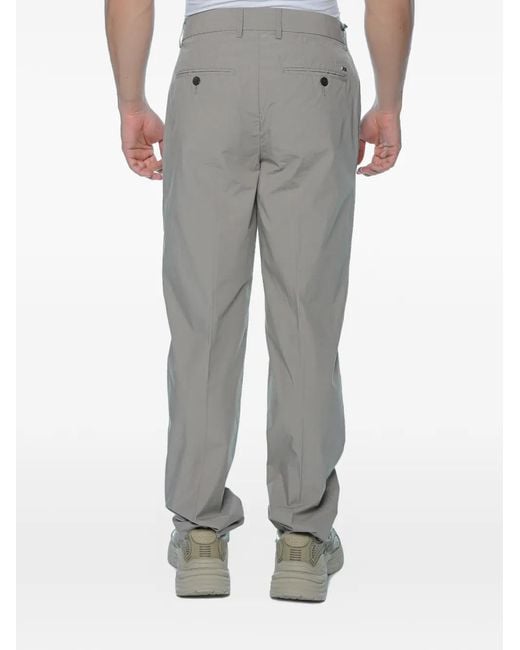 Emporio Armani Gray Pleated Straight-Leg Trousers for men