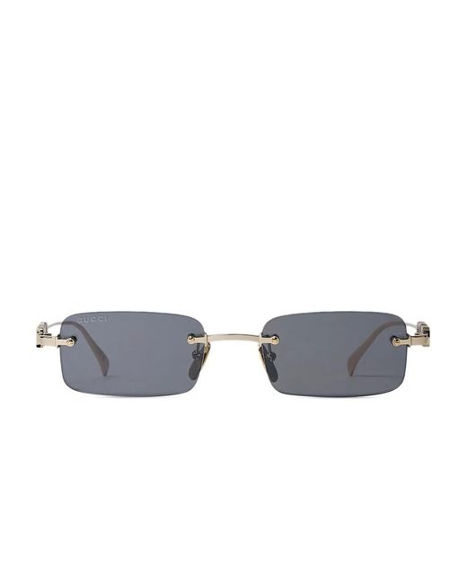 Gucci Gray Rectangle-Frame Sunglasses