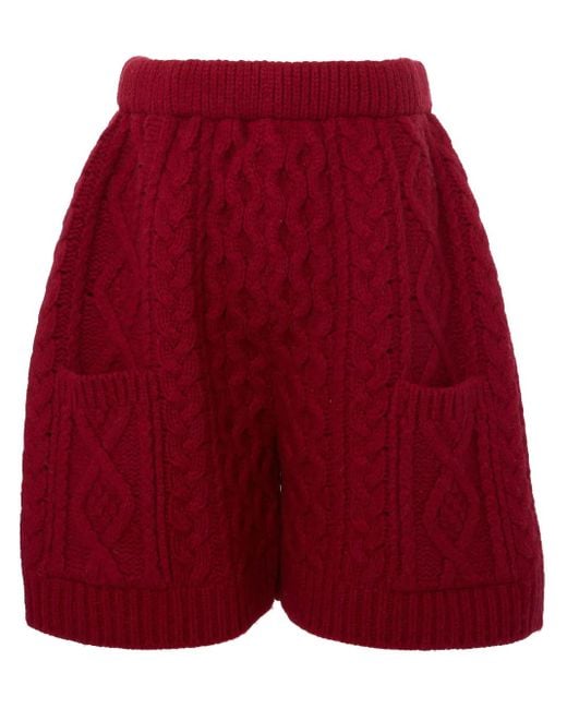 J.W. Anderson Red Cable-Knit Shorts