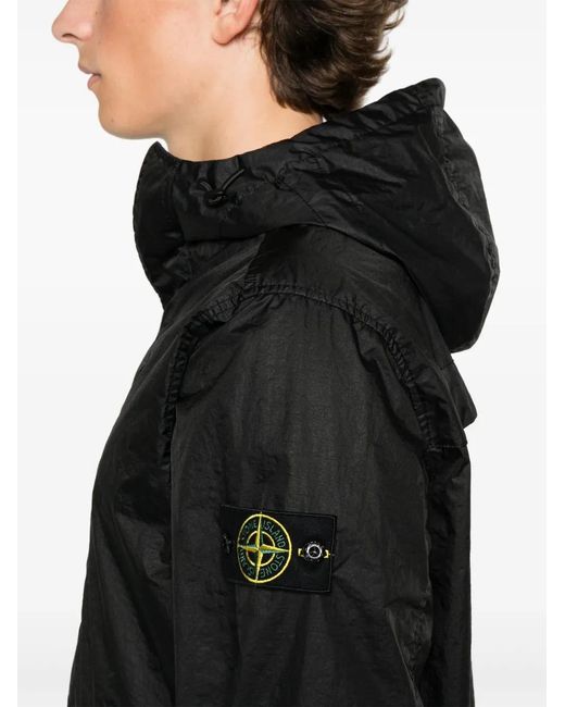 Stone Island Black Parka With Logo for men