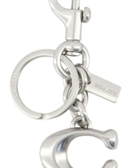 COACH White Keyfobs Logo-Plaque Keyring