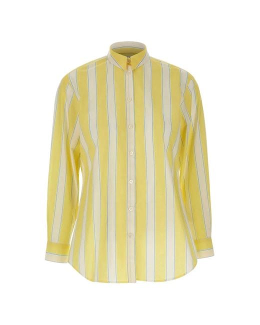 Mc2 Saint Barth Yellow Brigitte Striped Cotton Shirt