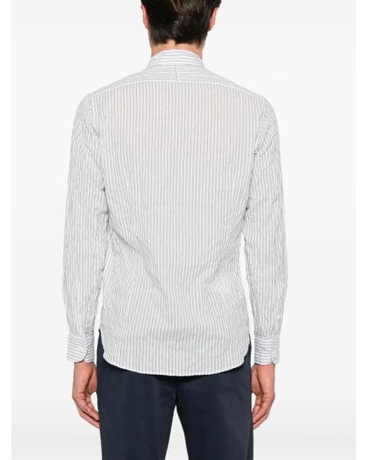 Eleventy White Stripped Longsleeved Shirt for men