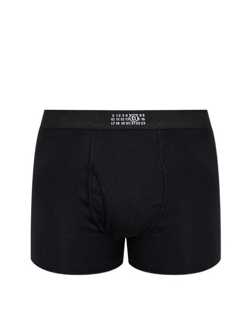MM6 by Maison Margiela Black Logo-Patch Boxers for men