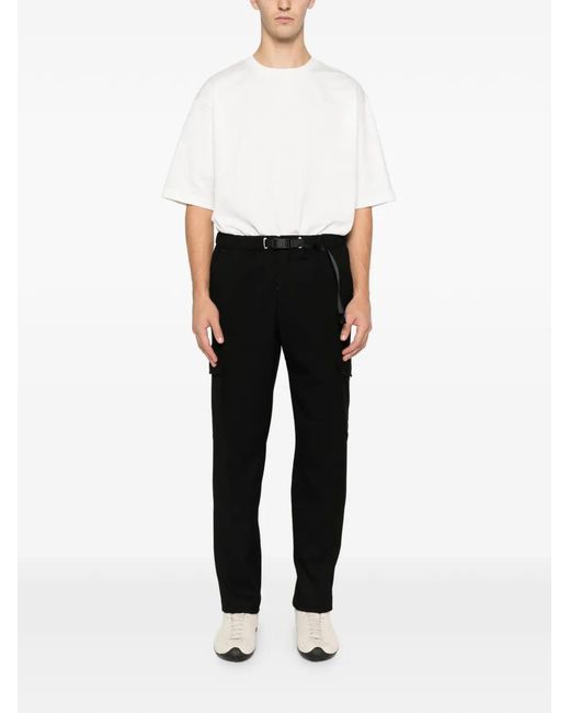 White Sand Black Cargo Belted Trousers for men