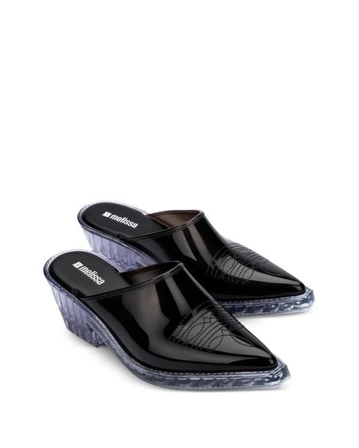Melissa White Pointed-Toe Texas Mules