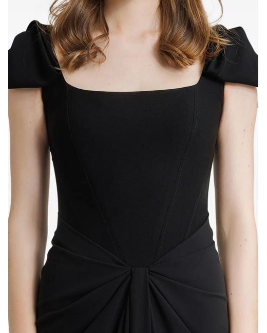 Gemy Maalouf Black Squared-Neckline Corset Maxi Dress