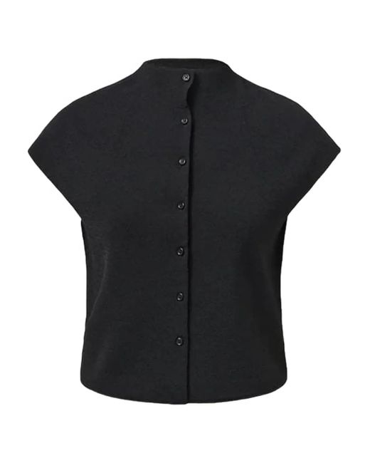 Amomento Vest Met Kapmouwen En Knopen in het Black