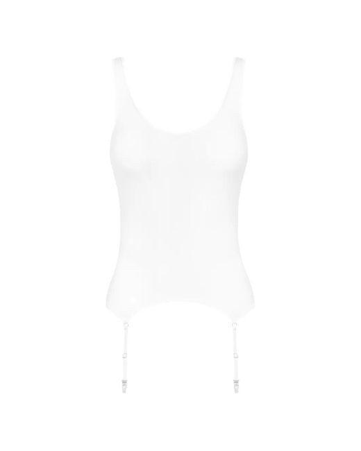 Maison Close White La Femme Amazone Suspenders-Detail Tank Top