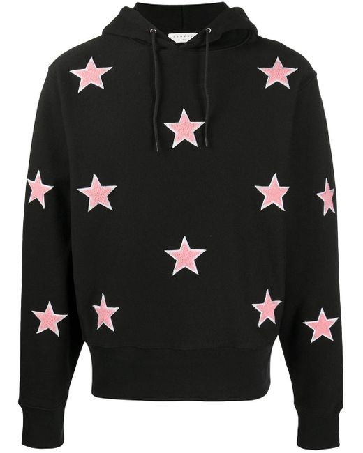 Sandro Black Embroidered Star Patch Hoodie for men