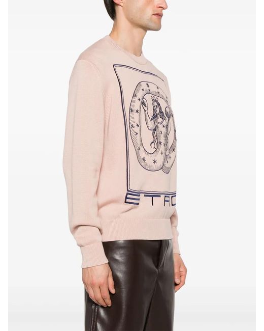 Etro Pink Logo Embroidery Sweater for men