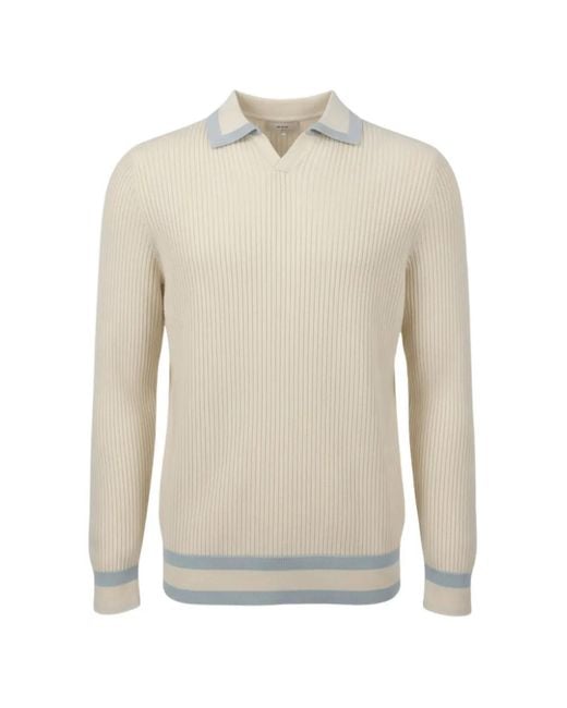CHE White Jude Ribbed-Knit Polo Sweater for men