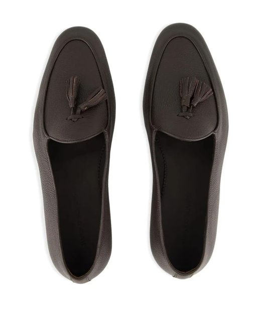 Manolo Blahnik Brown Lennox Leather Loafers for men