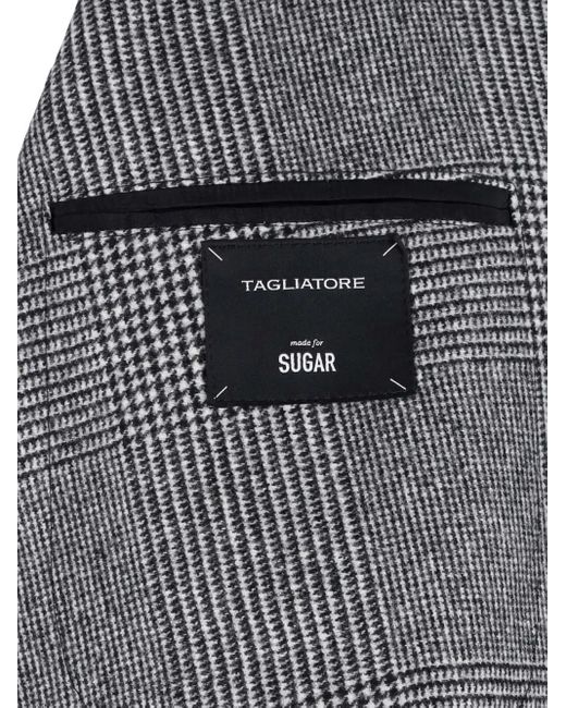 Tagliatore Gray Double-Breasted Checkered Suit for men