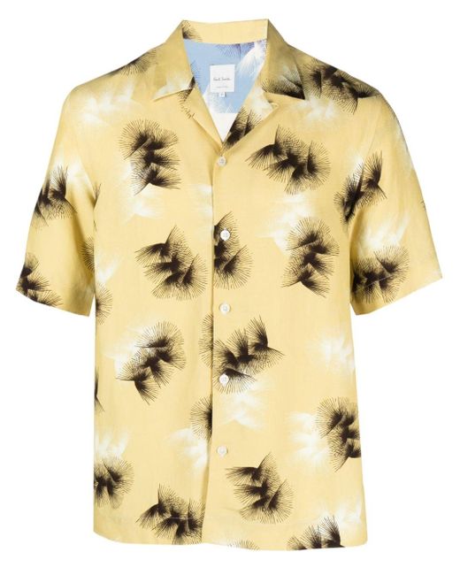 Paul Smith Natural Abstract-print Camp-collar Shirt for men