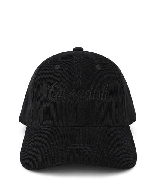 CAVENDISH® Black Logo-Embroidered Corduroy Baseball Cap