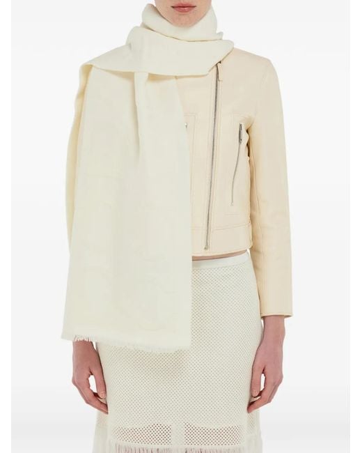 Ferragamo Natural Gancini Jacquard Logo Scarf