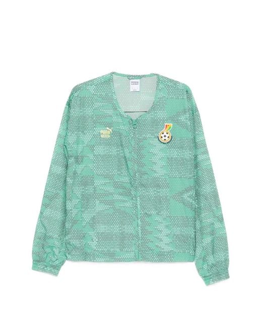 PUMA Green Patterned Zip-Up Jacket for men