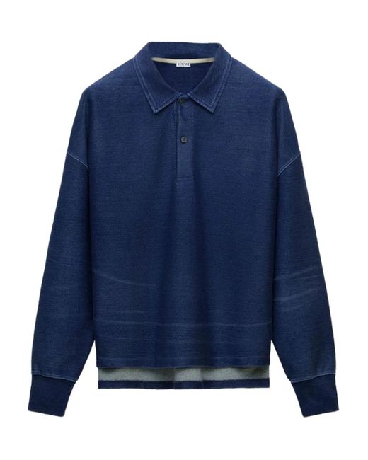 Loewe Blue Long-Sleeve Polo Shirt for men