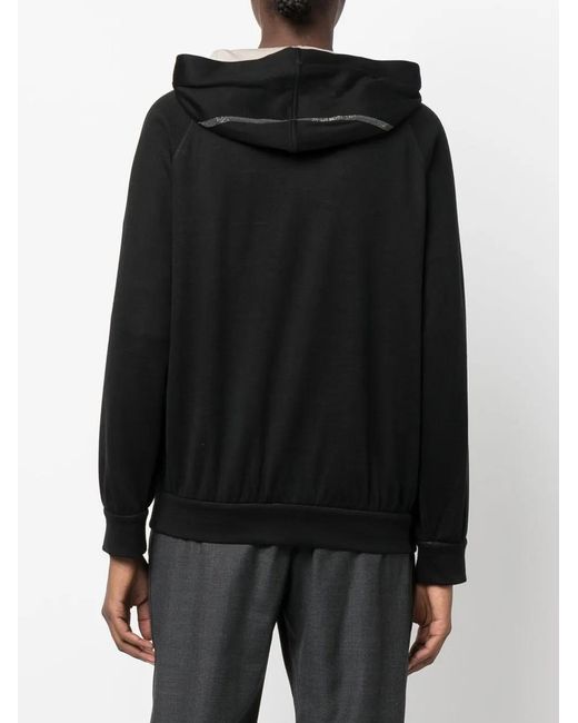 Brunello Cucinelli Black Bead-Detail Hooded Jacket