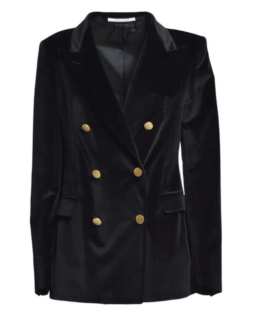 Tagliatore Black Double-Breasted Velvet Blazer